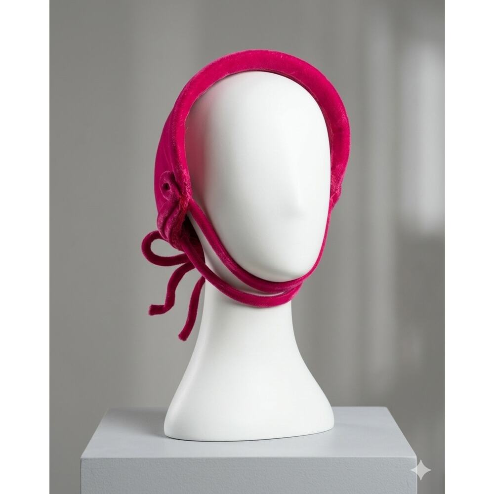 Vintage Red Sculptural Velvet Headpiece Hat Womens Statement Costume...